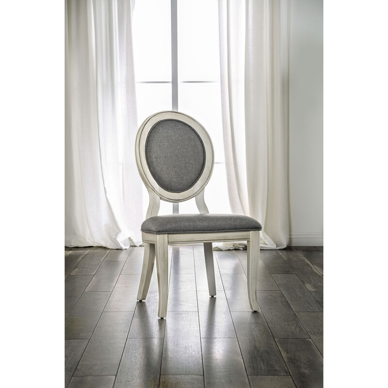 Streamdale Transitional Antique White & Gray Side Chairs, Set of 2 image number 1