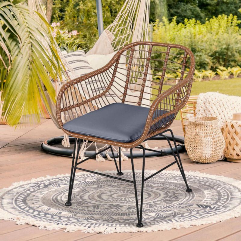 Hivvago 3 Pieces Patio Rattan Bistro Set with Cushion