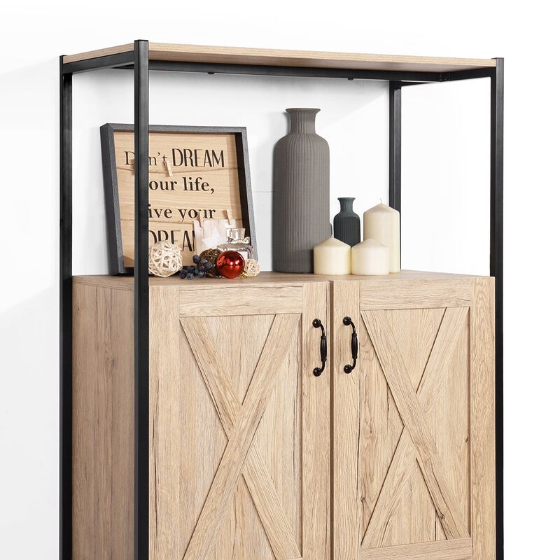 Rustic Wooden Storage Accent Cabinet with Shelves