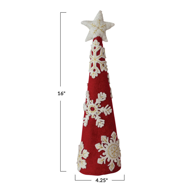 Artisan Wool Felt Tree with Embroidered Star image number 1