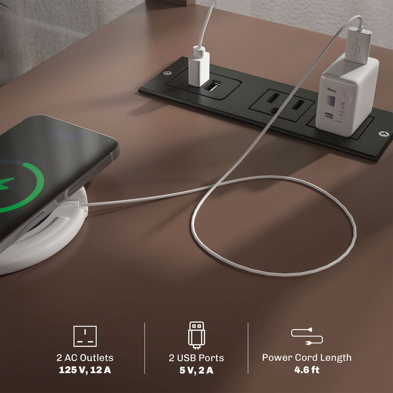 End Table with USB Ports, Open Middle Shelf and Cabinet Door for Living Room