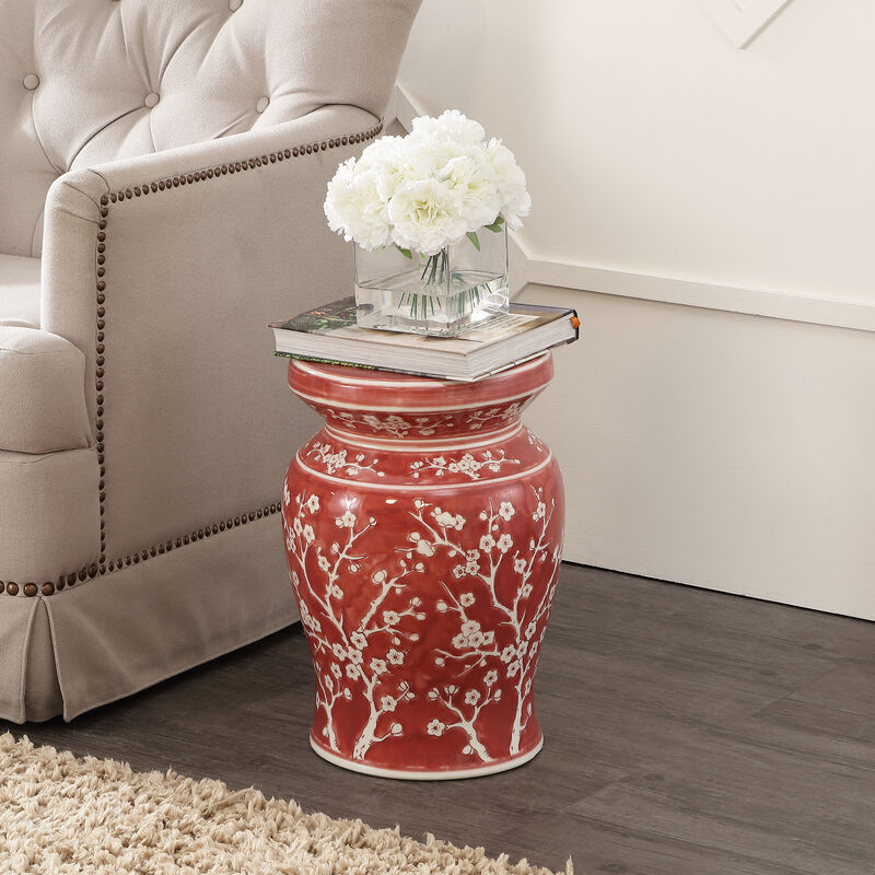 Cherry Blossom Ceramic Garden Stool