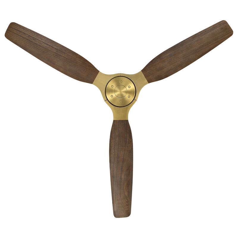 56" Soft Brass Mid Century Solid Wood Low Profile Reversible 6 Speed Flush Mount Ceiling Fan No Light with Remote image number 6