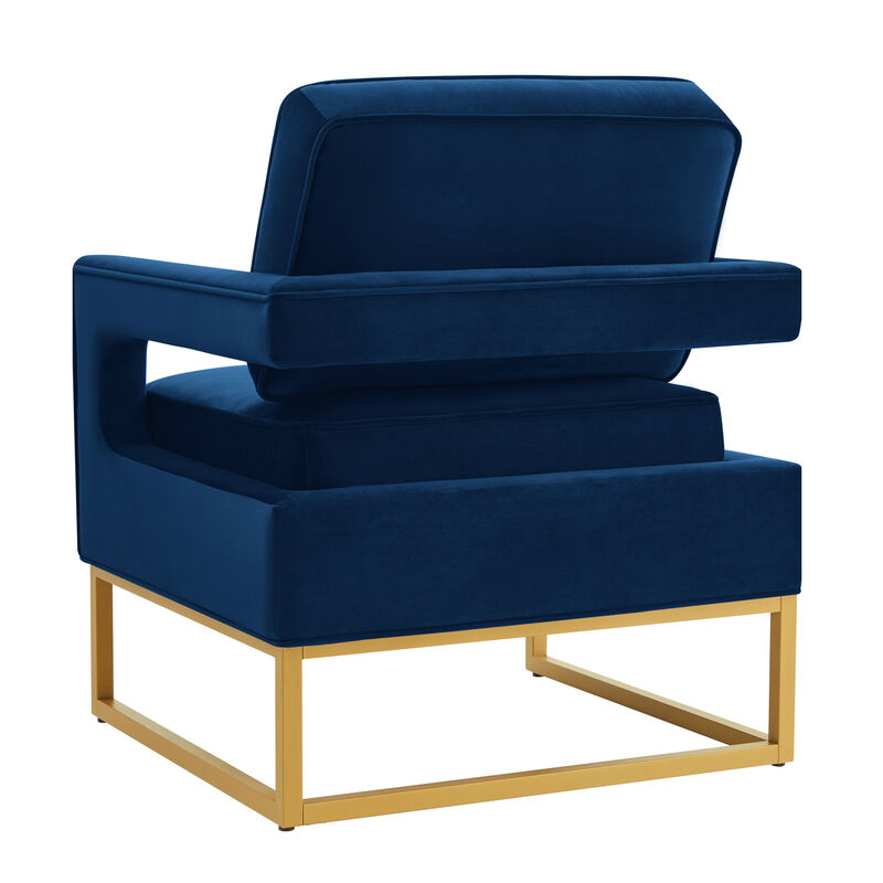 Merax Modern Velvet Accent Chair with Gold Metal Base
