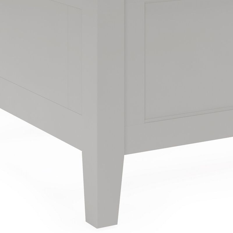 Fritz California King Bed, Three Panel Design, Beveled Top, Gray Solid Wood - Benzara