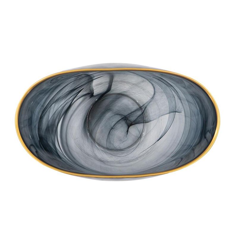 HomeRoots 9" Charcoal Abstract Swirl Art Glass Table Vase image number 5