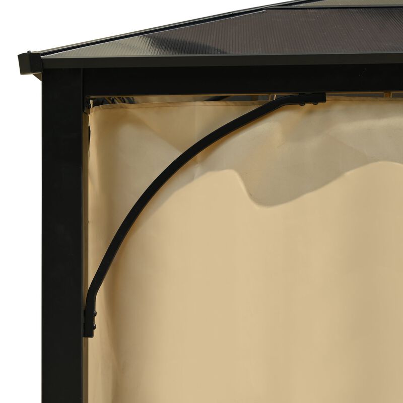 10'x12' Hardtop Outdoor Gazebo, Double-Layer Mosquito Netting & Privacy Curtains