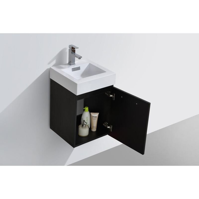 Kubebath Bliss 16 Black Wall Mount Modern Bathroom Vanity