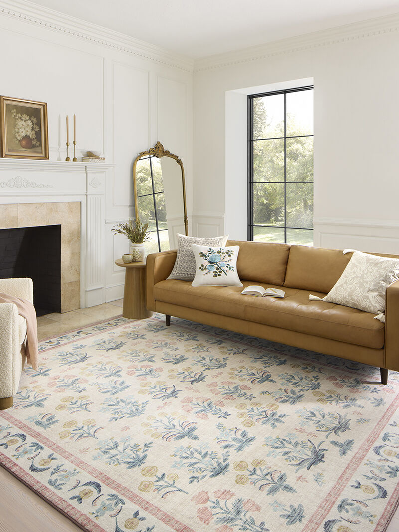 Eden EDE01 Mughal Rose Blush 7'6" x 9'6" Rug by Rifle Paper Co. x Loloi