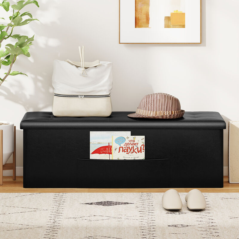 Multi-Use Folding Ottoman Bench with Storage and Footrest image number 3