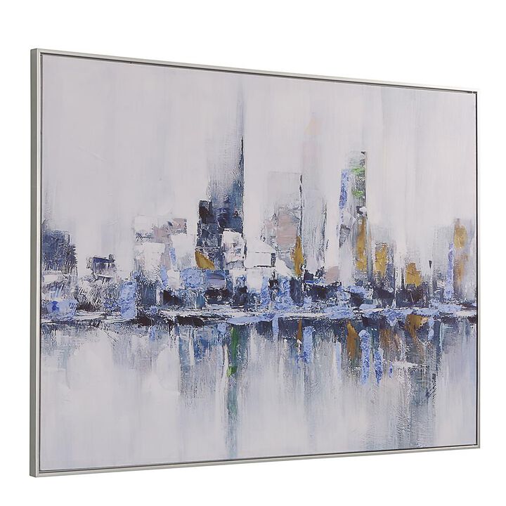 Carolina Living Cityscape Abstract Wall Art - Silver Frame - Large