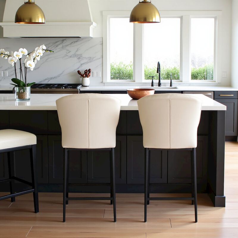 Starlight Canyon Home Mid Century Bar Stool Beige Upholstered Modern Counter Height Seating image number 4