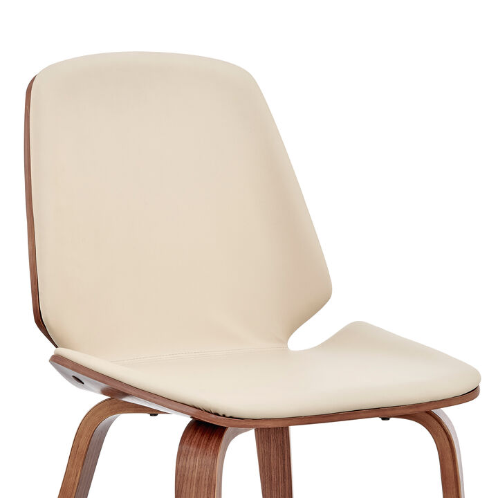Leatherette Dining Chair with Slightly Curved Seat, Cream-Benzara