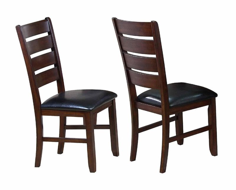 Contemporary Dining Chairs Set of 2  Solid Wood Faux Leather Cushion Side Chairs Kitchen Dining Room Furniture