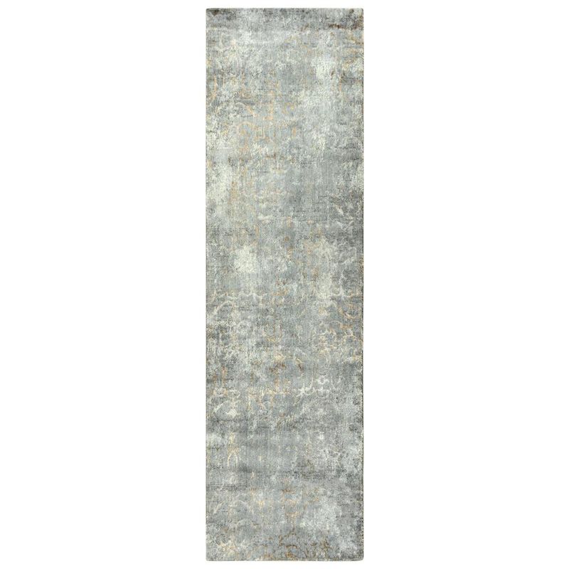 Hybrid Cut Pile Wool/ Tencel Rug, 2'6" x 8'