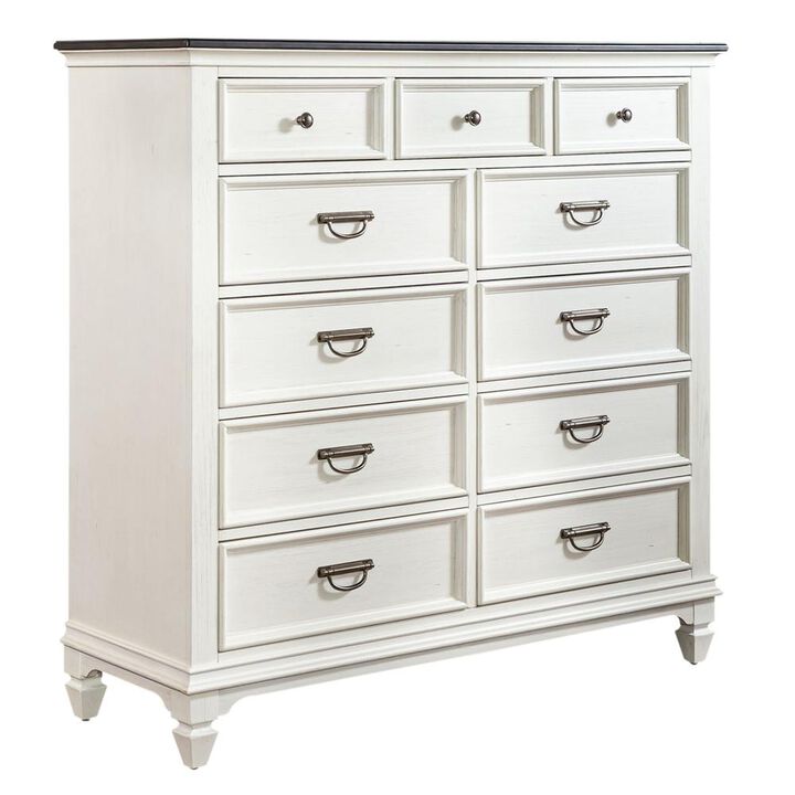 Liberty Furniture Allyson Park 11 Drawer Chesser in Wirebrushed White w/ Charcoal Top