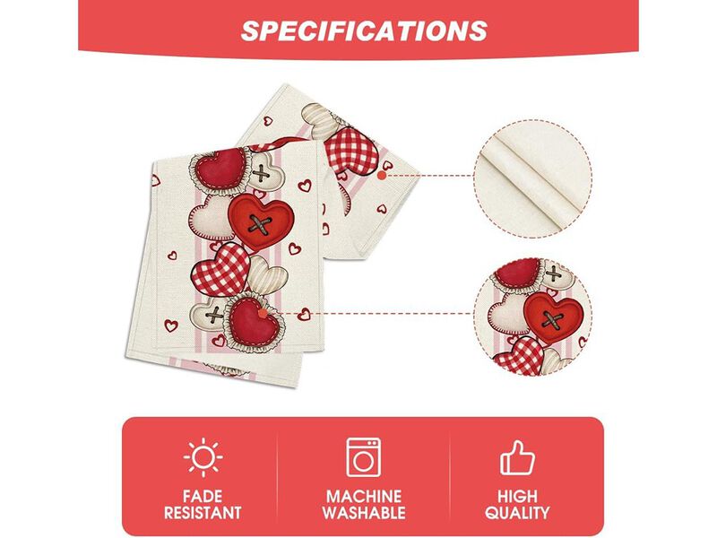 Artoid Mode Heart-Shaped Buttons Valentine's Day Table Runner