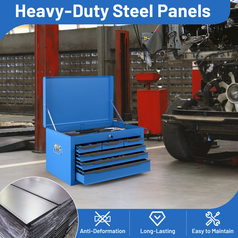 Tool Chest Storage Cabinet with Lockable Drawers and Lift-Top Lid for Garage or Warehouse