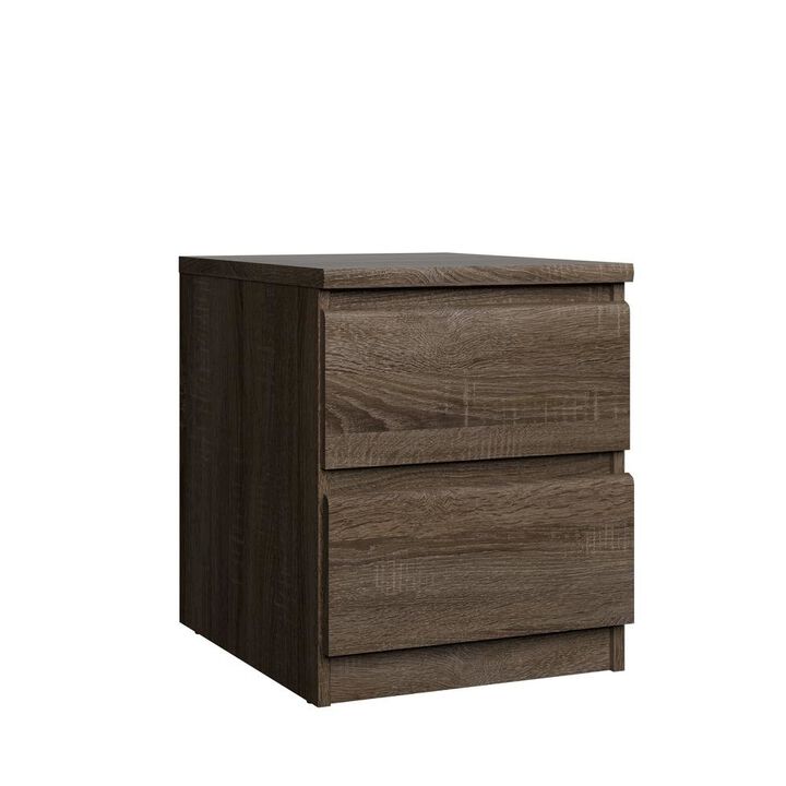 Furnifact Brown 2 Drawer Nightstand - Stylish Night Stand With Drawers For Bedroom