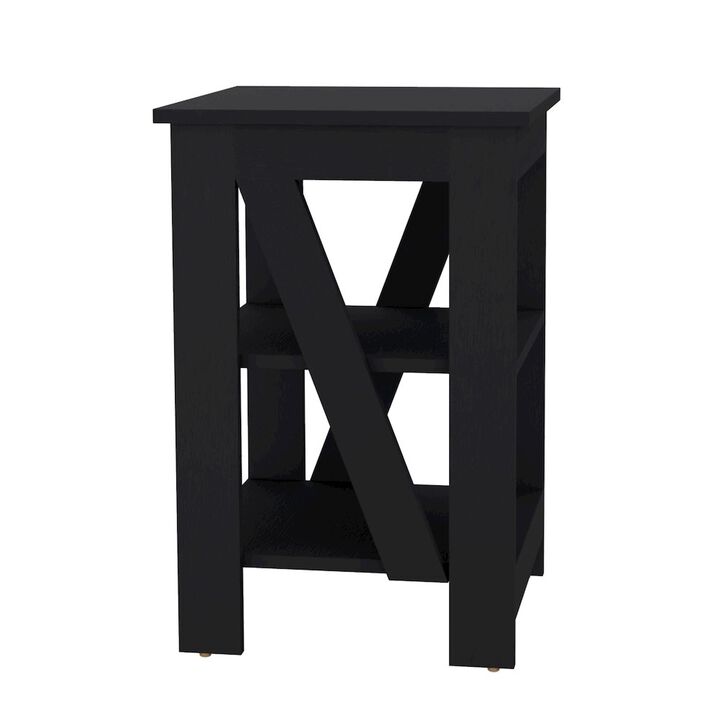 3-Tier End Table/Nightstand, Side Table for Small Space, Black
