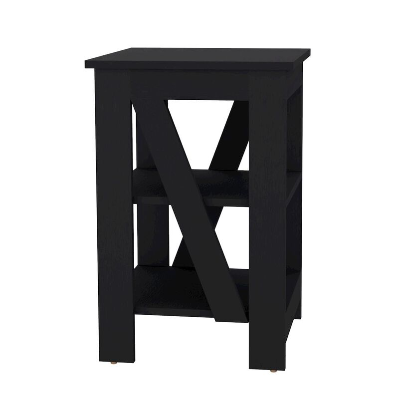 3-Tier End Table/Nightstand, Side Table for Small Space, Black