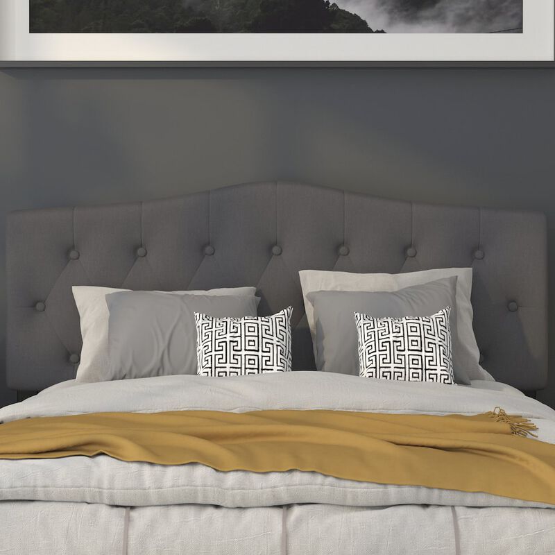 Flash Furniture Tufted Upholstered Queen Size Headboard in Dark Gray Fabric image number 7