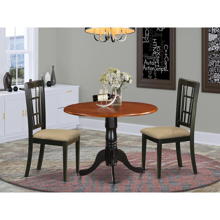 3 PC Kitchen Table set-Dining Table and 2 Wood Kitchen Chairs