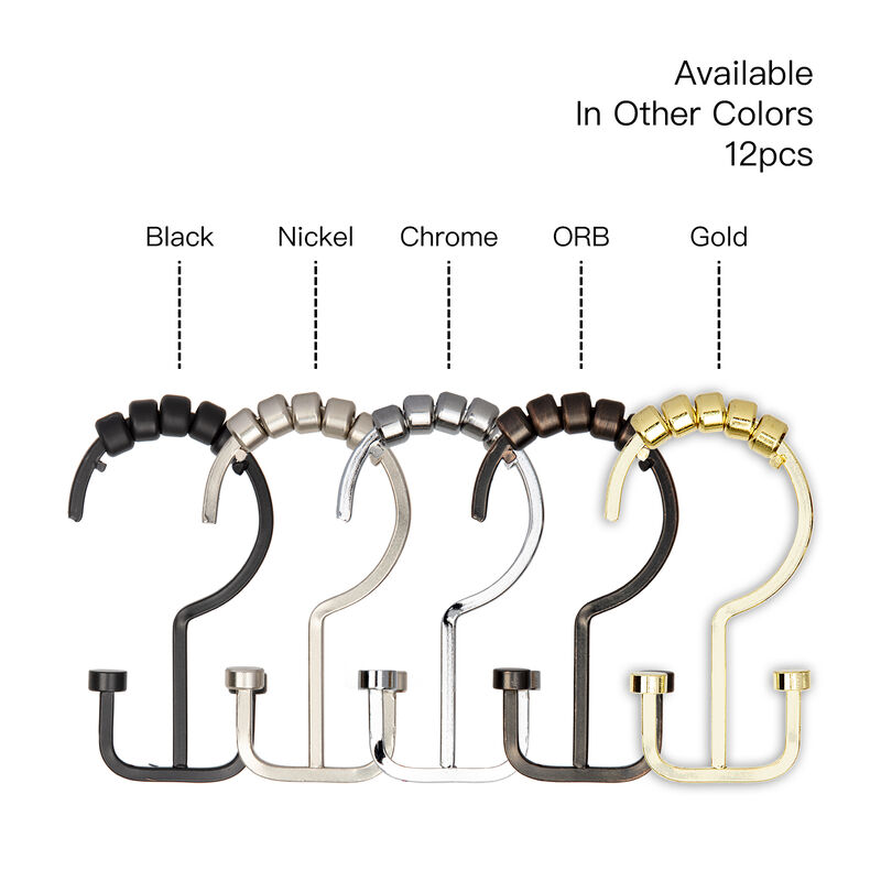 Utopia Alley Rust-Resistant Metal Double Shower Curtain Hooks, Shower Hooks Hangers for Bathroom, Kitchen Utensils, Curtains, Clothing, Towels etc - Set of 12 image number 9