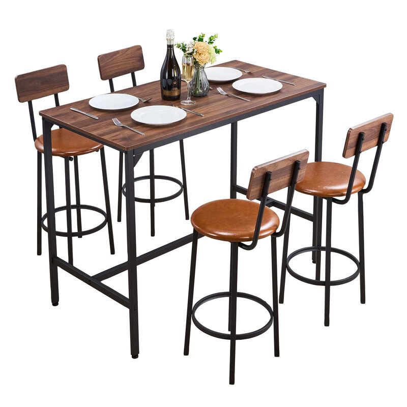 5-Piece Bar Table and Chair Set 47" for Living Room Use image number 3