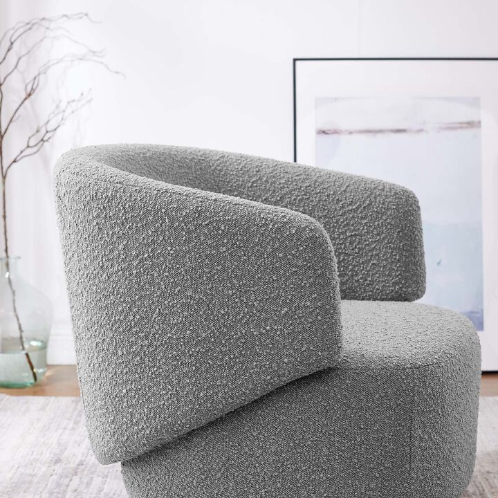 Celestia Boucle Fabric Fabric and Wood Swivel Chair