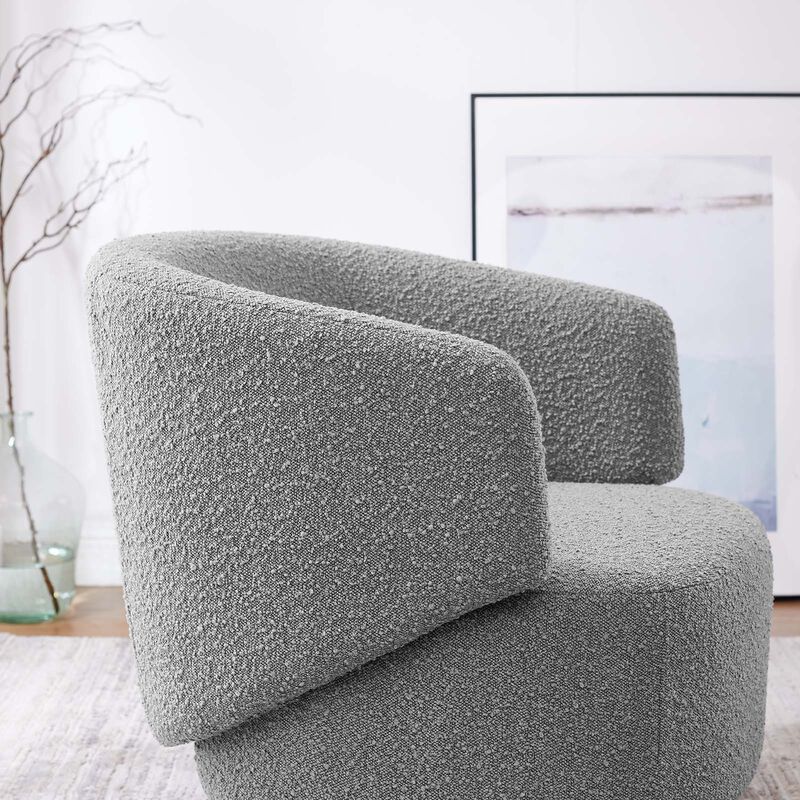 Celestia Boucle Fabric Fabric and Wood Swivel Chair image number 1