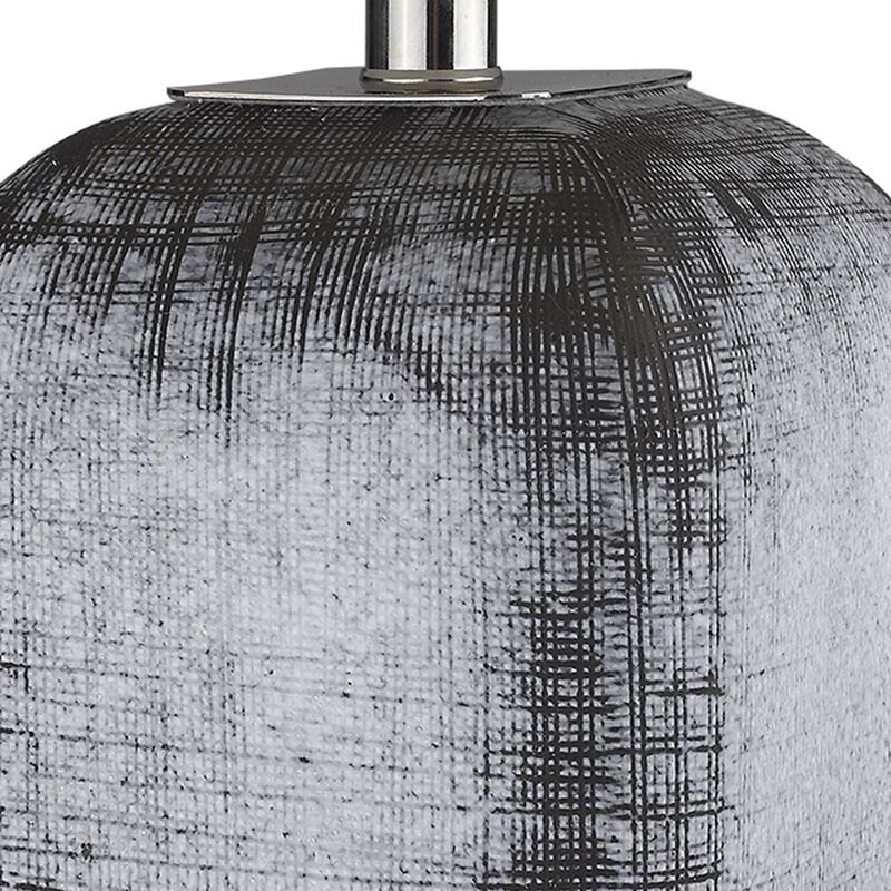 Hivvago 25" Blue and Gray Ceramic Table Lamp With White Square Shade