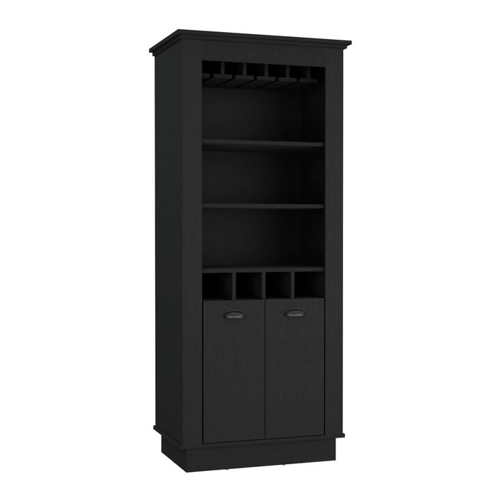 DEPOT E-SHOP Gale Bar Cabinet Elegant Multi-Storage Unit with Built-in Bottle and Glass Racks, Black