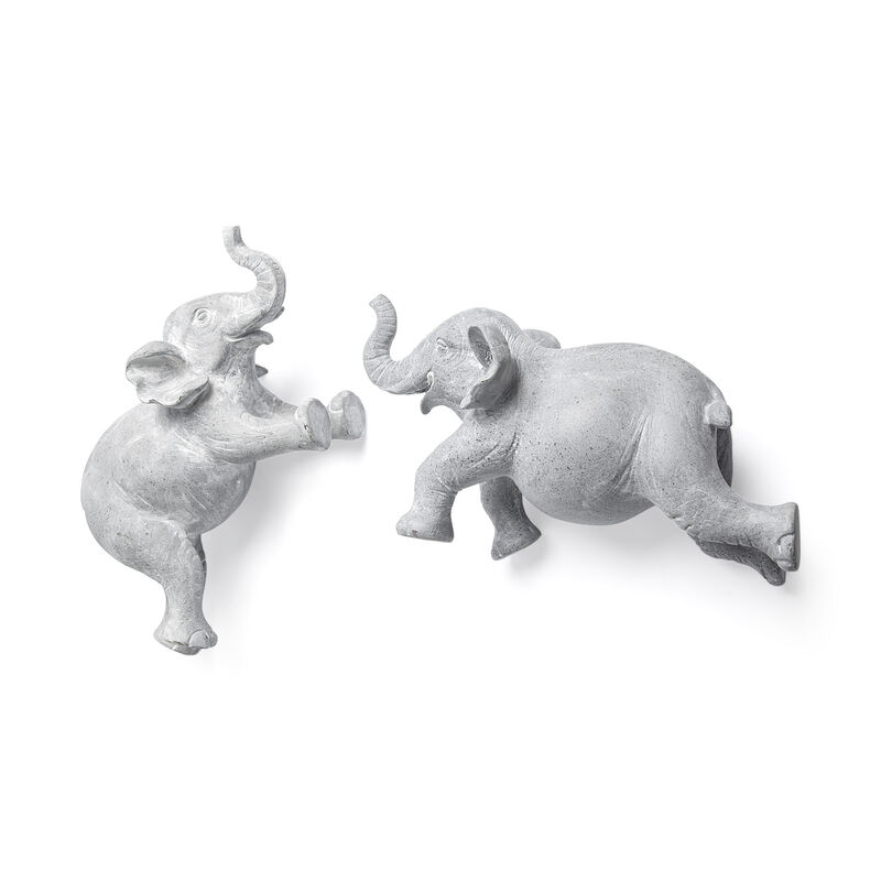 HomeRoots Set of Two Maynard I Gray Elephant Resin Hanging Dimensional Sculpture image number 0
