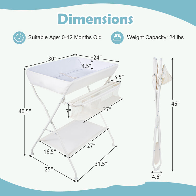 Baby Changing Table with Storage Shelves and Foldable Design image number 2
