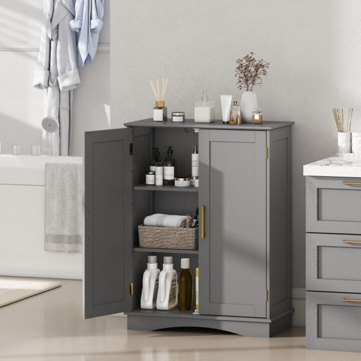 Hivvago Bathroom Floor Storage Cabinet with 2 Doors and Adjustable Shelves