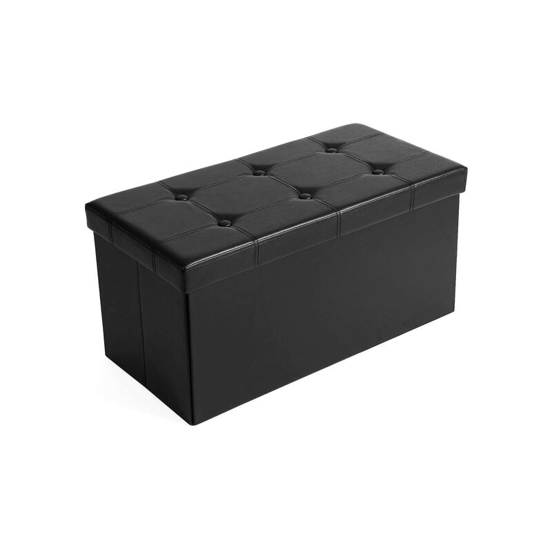 30" L Faux Leather Folding Storage Ottoman Bench, Storage Chest Footrest Padded Seat