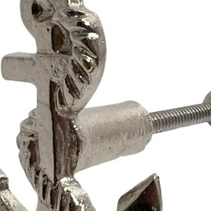 HomeRoots Set of Six Silver Nautical Anchor Knob Metal Drawer Pull Knobs image number 3