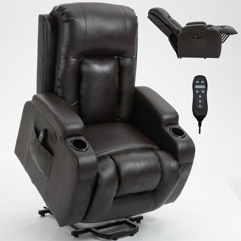 Infinite Position Power Lift Recliner Chair, Heavy Duty Motion Mechanism with Massage and Lumbar Heating image number 0