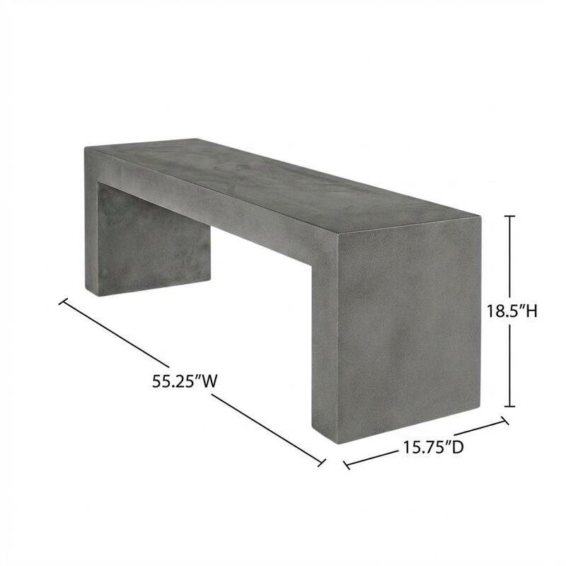 Outdoor Escape Concrete Outdoor Bench, Contemporary Garden Bench for Patio and Backyard image number 2