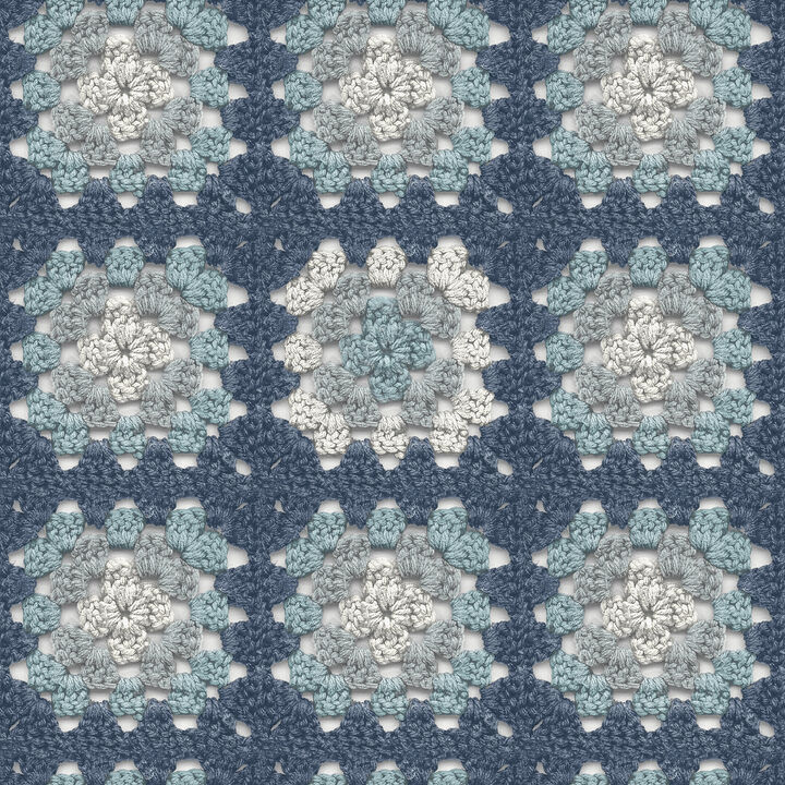Maud Blue Crochet Geometric Wallpaper