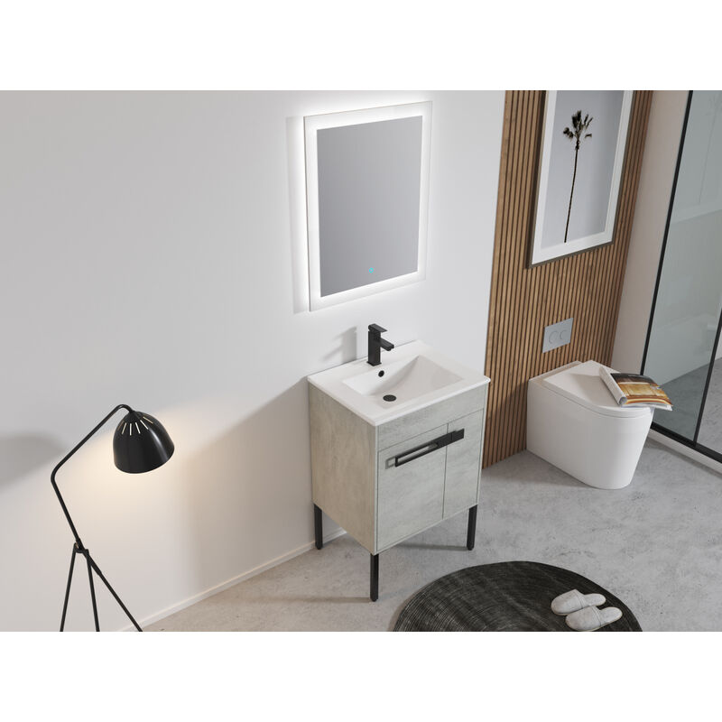 24 Inch Bathroom Vanity, Freestanding Bathroom Vanity or Floating is Optional Conversion-00324CG-1-G-BL9060B(KD-Packing)