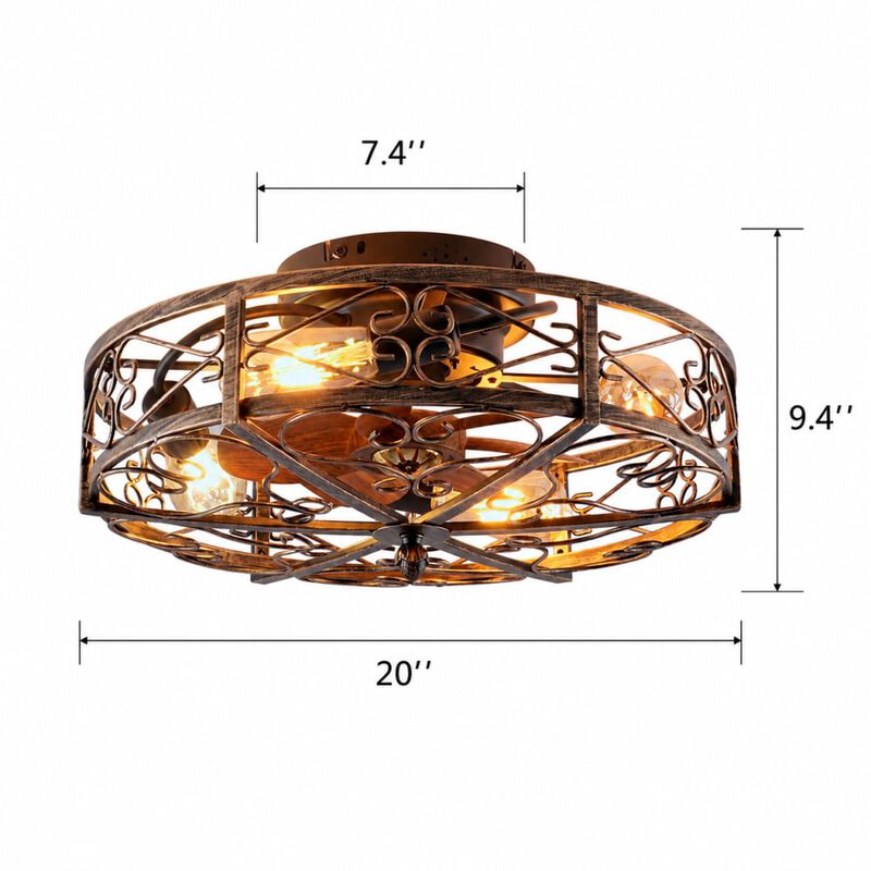 ELEMENT ACE Caged Ceiling Fan with Lights, Remote Control, Reversible DC Motor, Six Speeds and Timer for Indoor Rooms image number 1