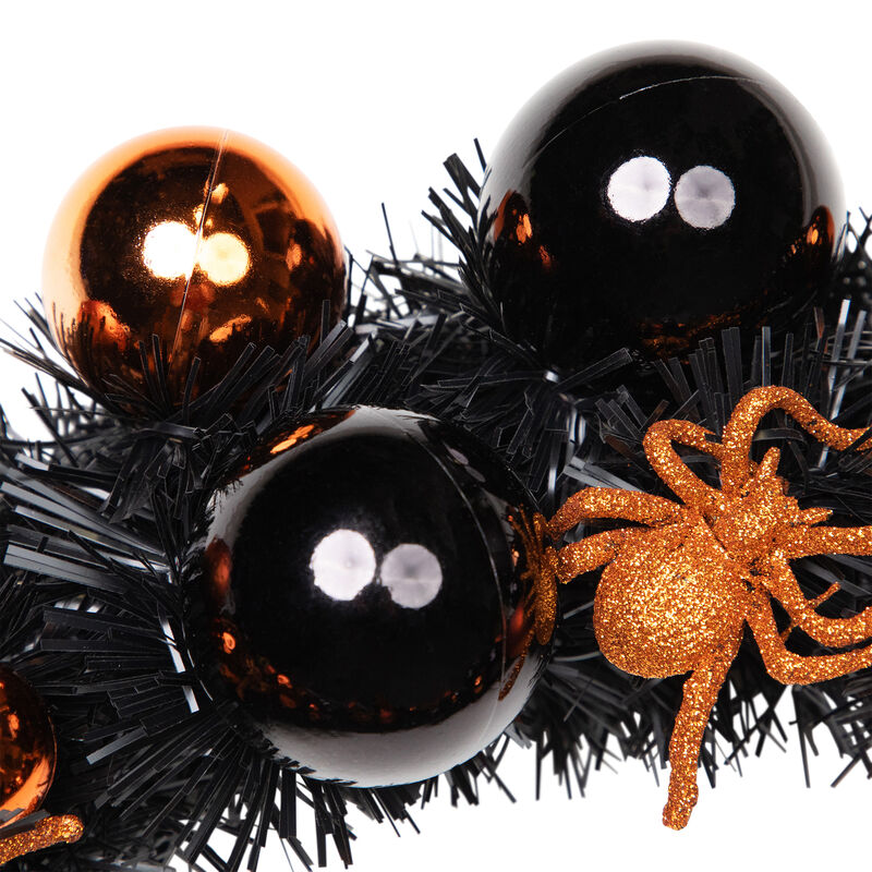 Orange Spiders and Ornaments Halloween Wreath  18-Inch  Unlit image number 6