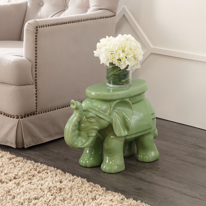 White Elephant Ceramic Garden Stool