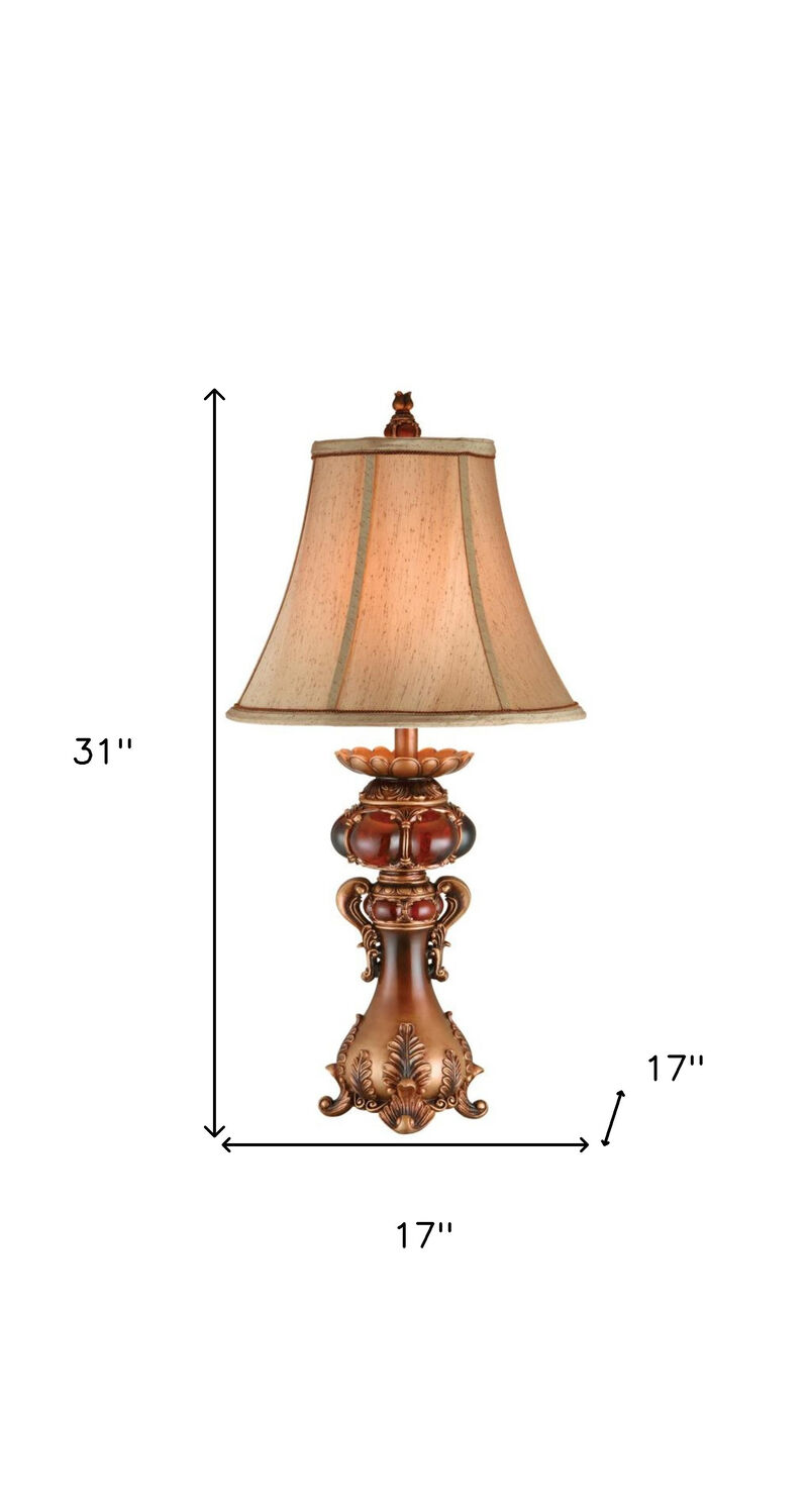 Hivvago Antique Inspired Table Lamp with Linen Lamp Shade