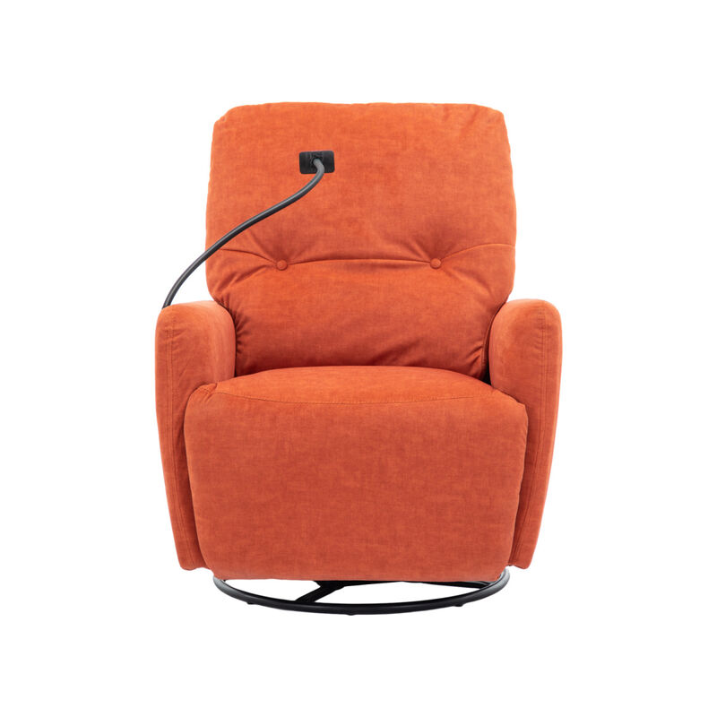 270 Degree Swivel Electric Recliner Home Theater Seating Single Reclining Sofa Rocking Motion Recliner with a Phone Holder for Living Room, Orange