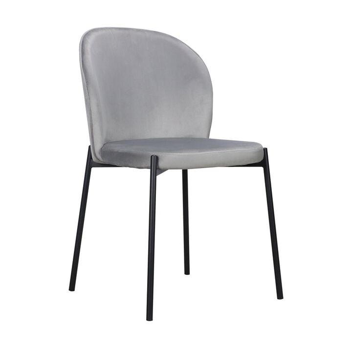 Dining Chair with Fabric Seat and Black Metal legs, Set of 2
