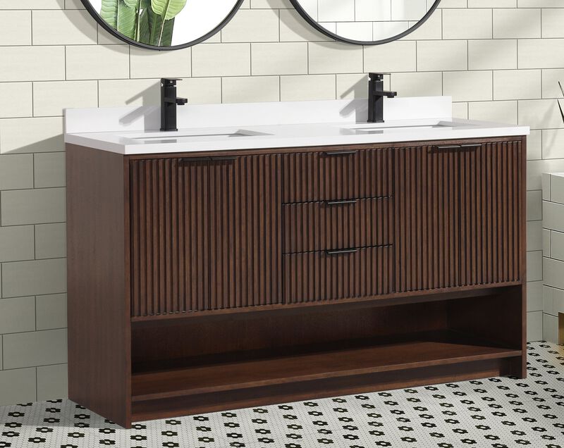 Diego 55" Bathroom Vanity Walnut image number 9