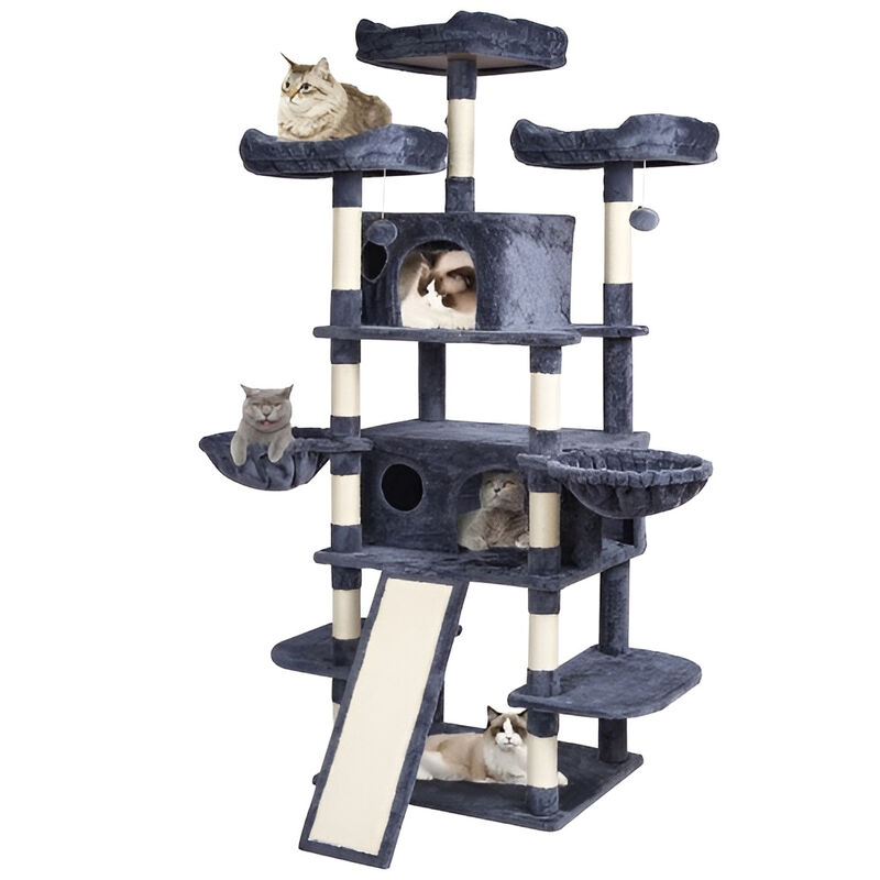 Indoor Cat Tree with Cozy Condos and Sisal Scratching Posts for Climbing and Resting
